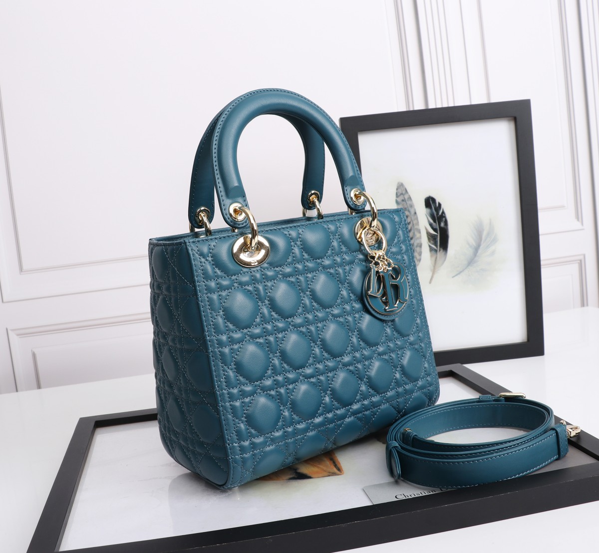 Medium Lady Dior Bag Denim Blue Cannage Lambskin